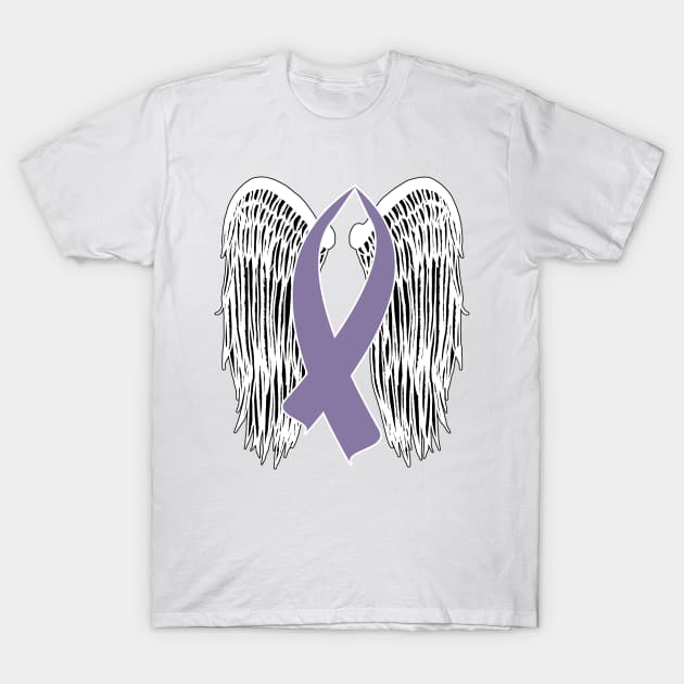 Winged Awareness Ribbon (Light Purple) T-Shirt by BlakCircleGirl